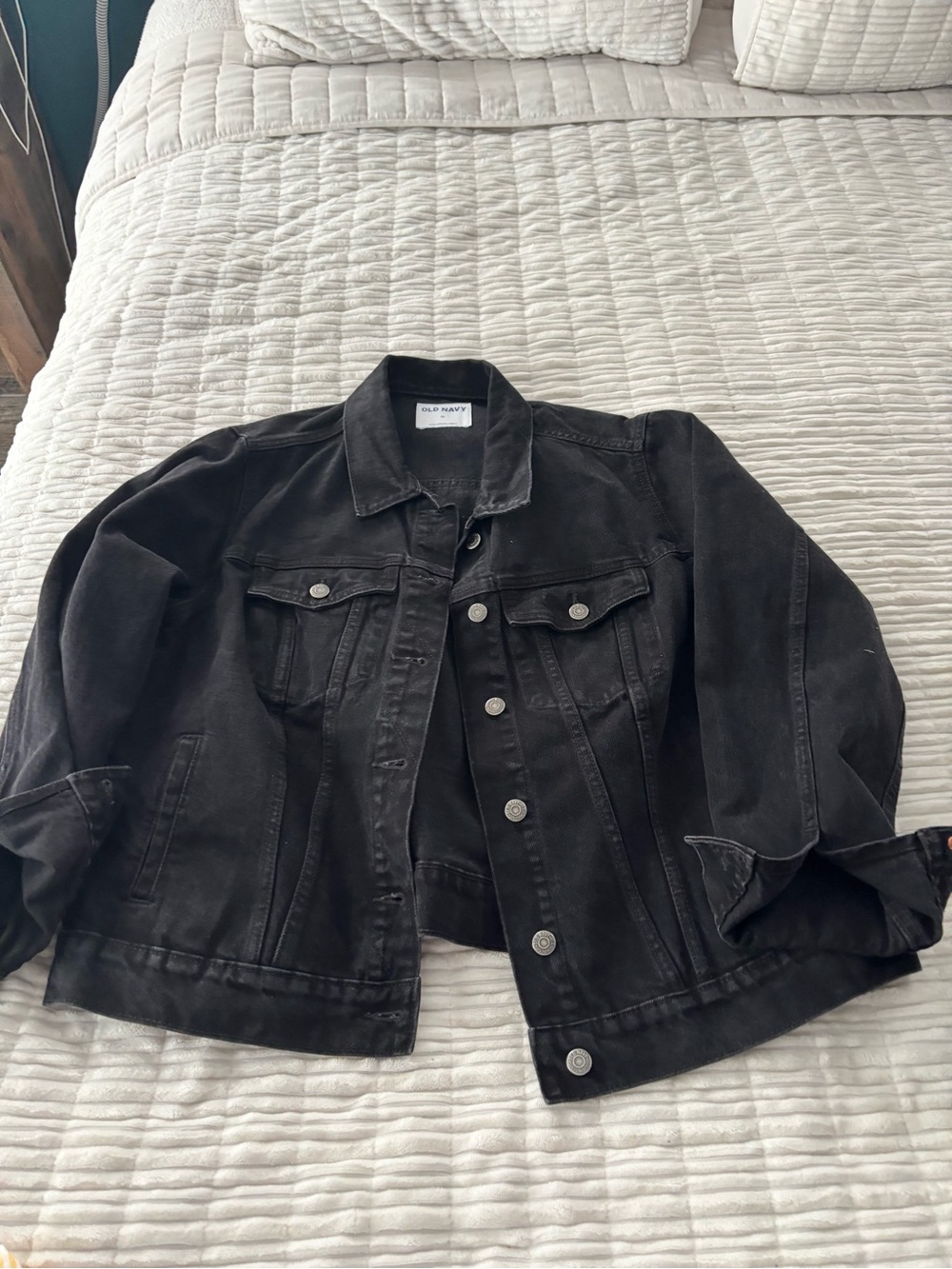 Old Navy Black Jean Jacket with Button Front